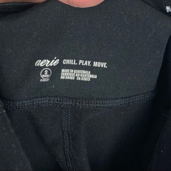 Aerie Mesh Cut Out Black Chill Play Move Leggings High Rise Size Small Short - Picture 3 of 12